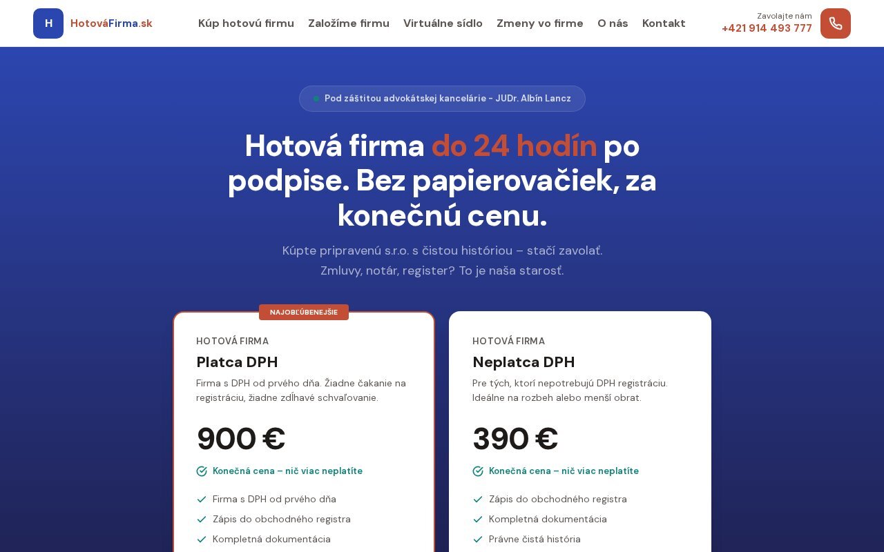 HotováFirma.sk — webová stránka